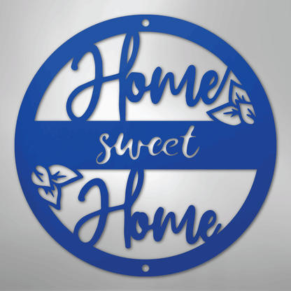 Metal Wall Art - Home Sweet Home Name Sign Blue