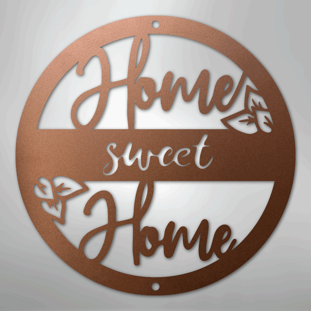 Metal Wall Art - Home Sweet Home Name Sign Copper