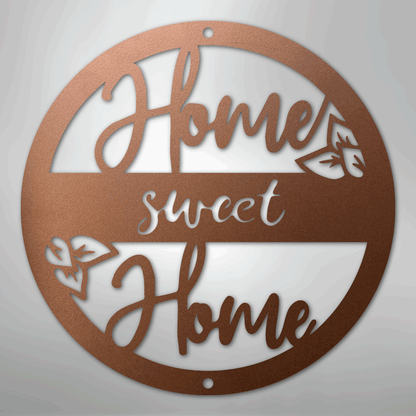 Metal Wall Art - Home Sweet Home Name Sign Copper