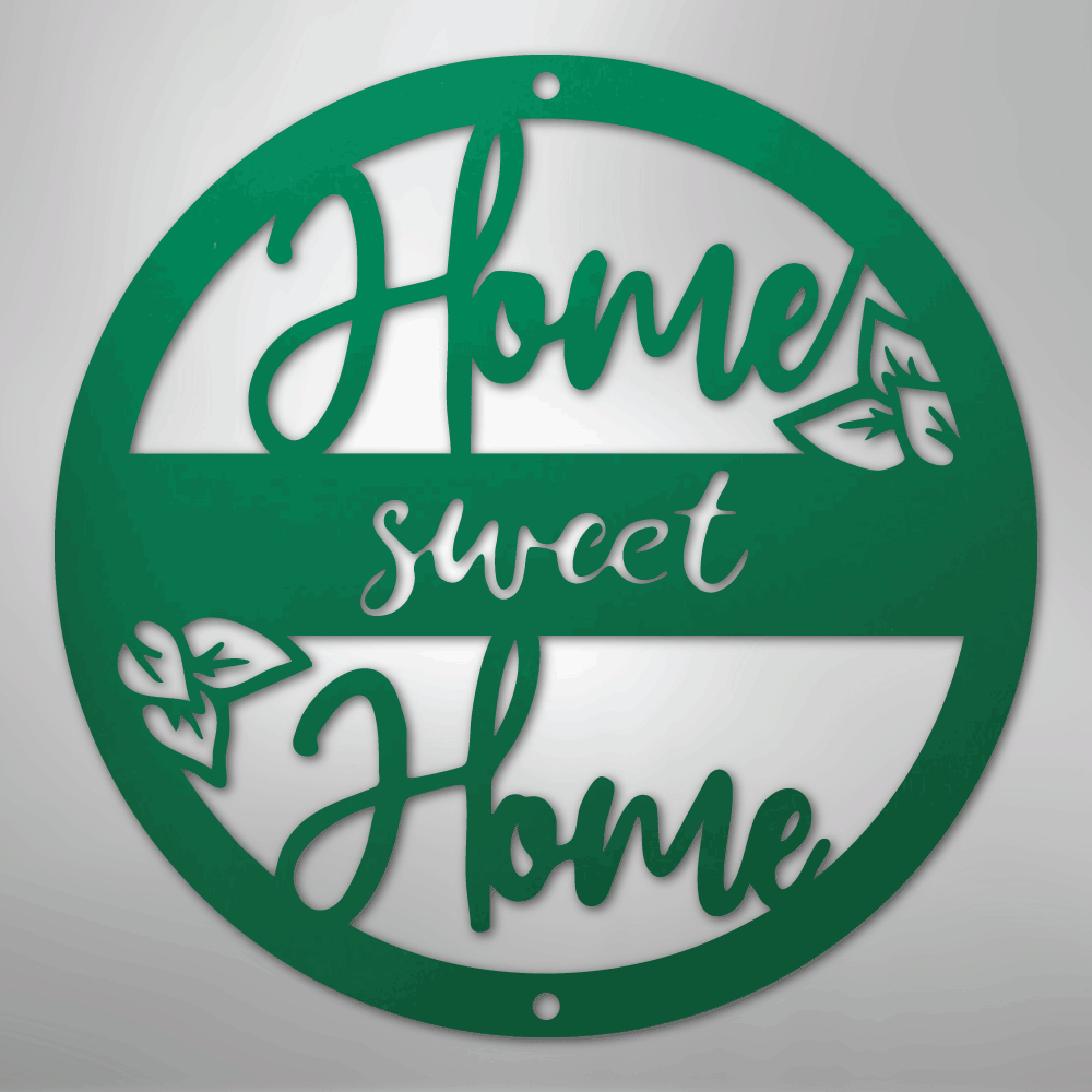 Metal Wall Art - Home Sweet Home Name Sign Green