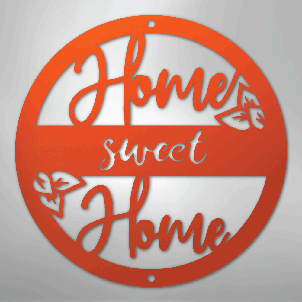Metal Wall Art - Home Sweet Home Name Sign Orange