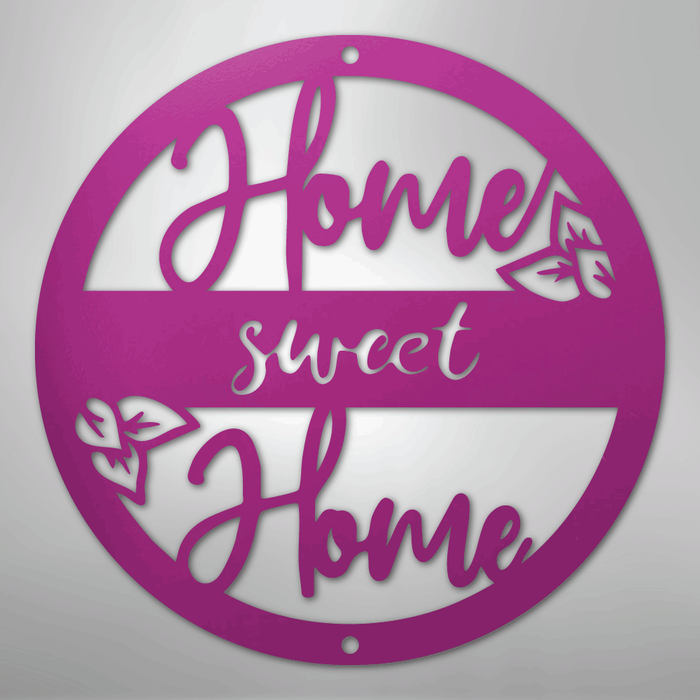 Metal Wall Art - Home Sweet Home Name Sign Purple