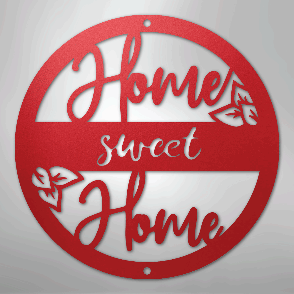 Metal Wall Art - Home Sweet Home Name Sign Red