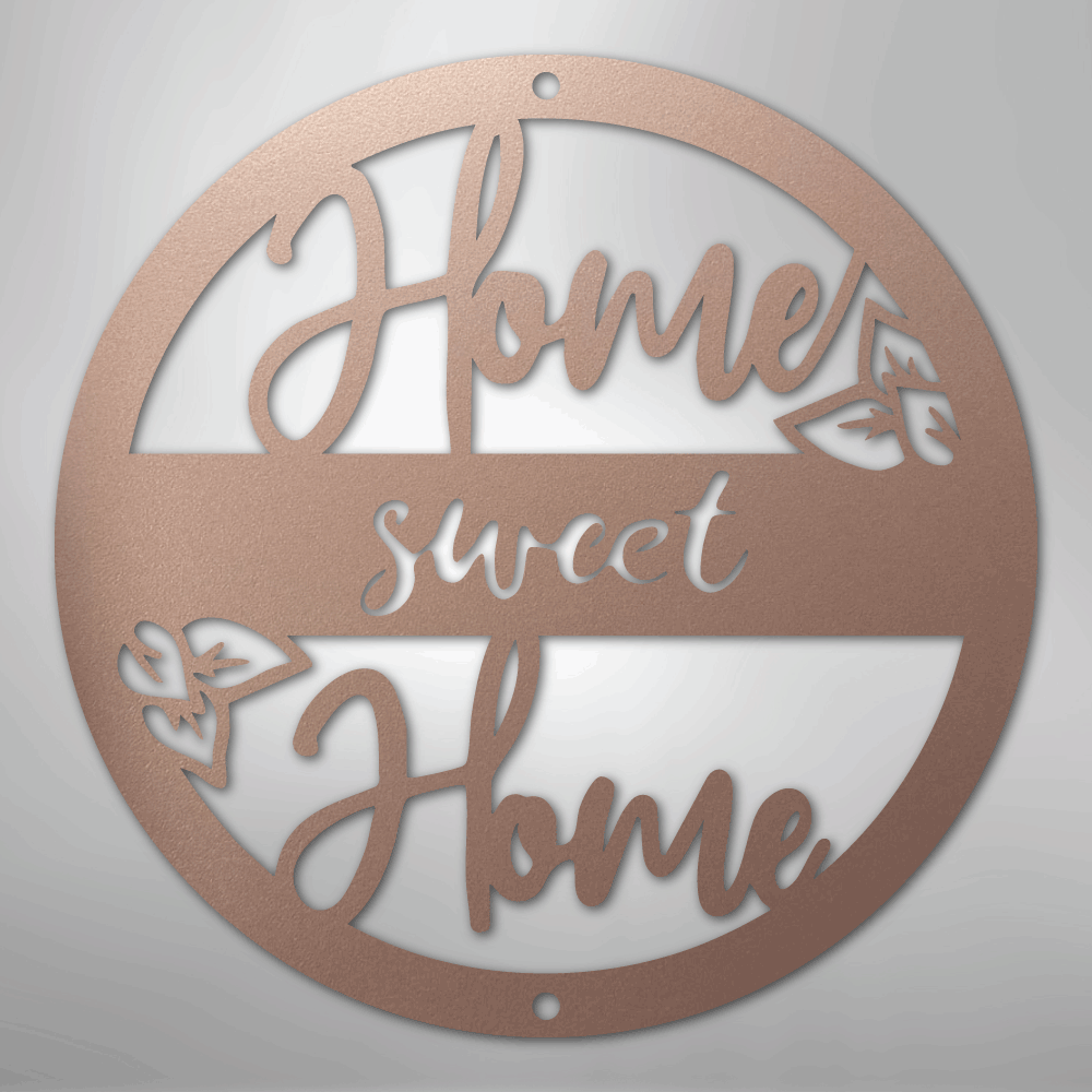 Metal Wall Art - Home Sweet Home Name Sign Rose