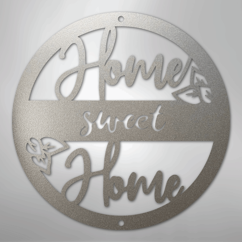 Metal Wall Art - Home Sweet Home Name Sign Silver
