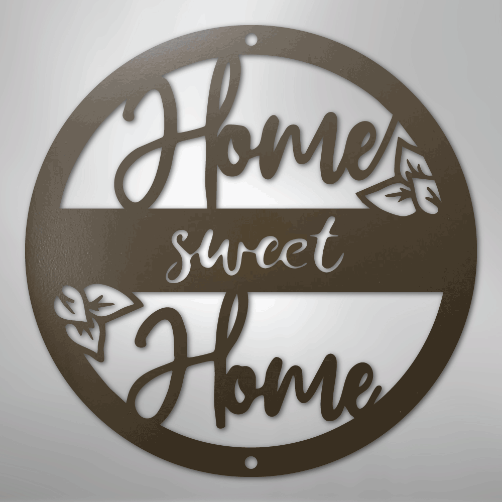 Metal Wall Art - Home Sweet Home Name Sign Stone