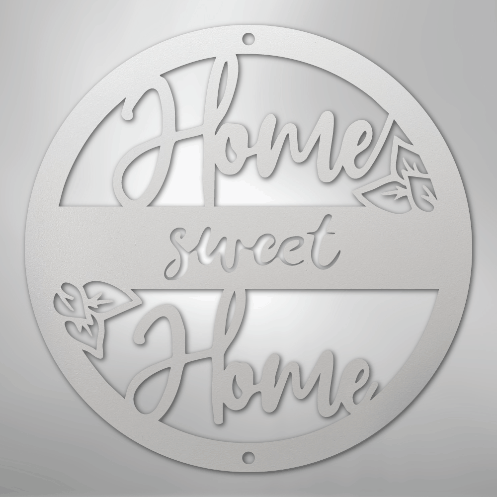 Metal Wall Art - Home Sweet Home Name Sign White