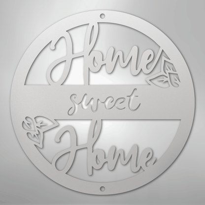 Metal Wall Art - Home Sweet Home Name Sign White