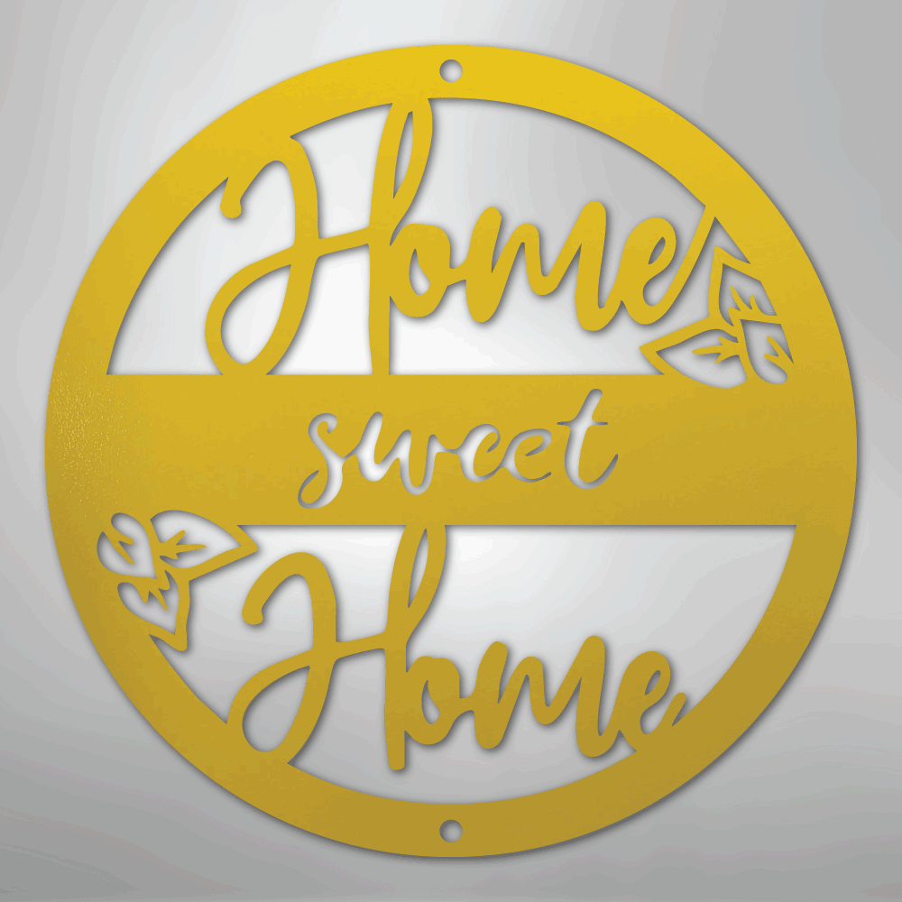 Metal Wall Art - Home Sweet Home Name Sign Yellow