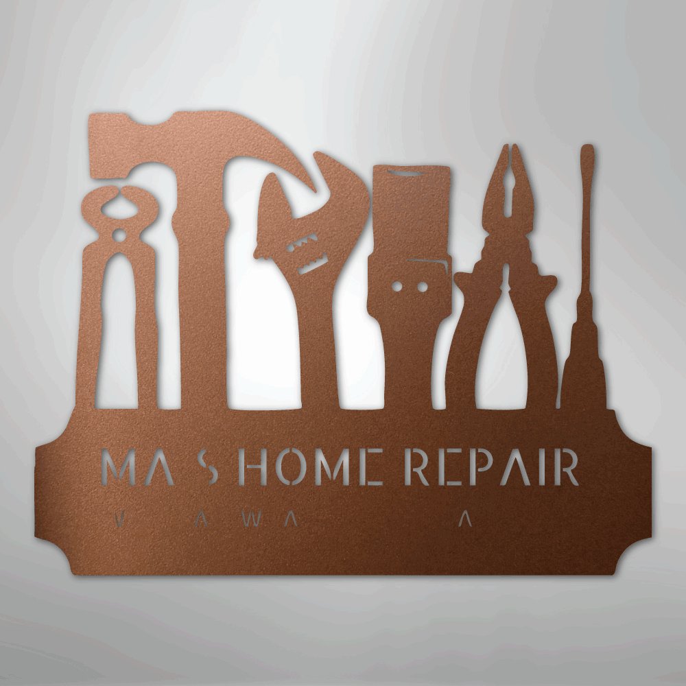 Custom Metal Wall Art - Personalized Workshop Sign Copper