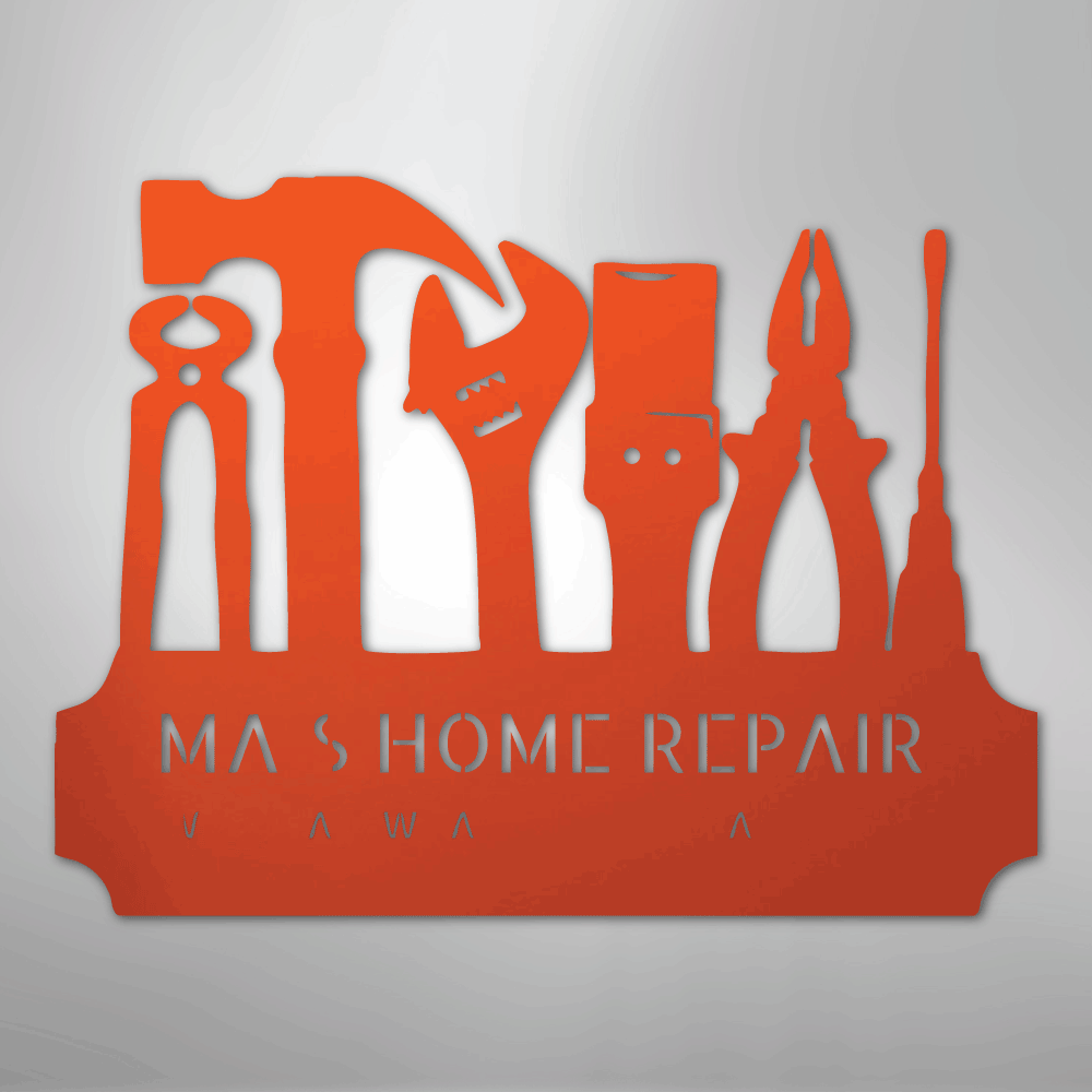 Custom Metal Wall Art - Personalized Workshop Sign Orange