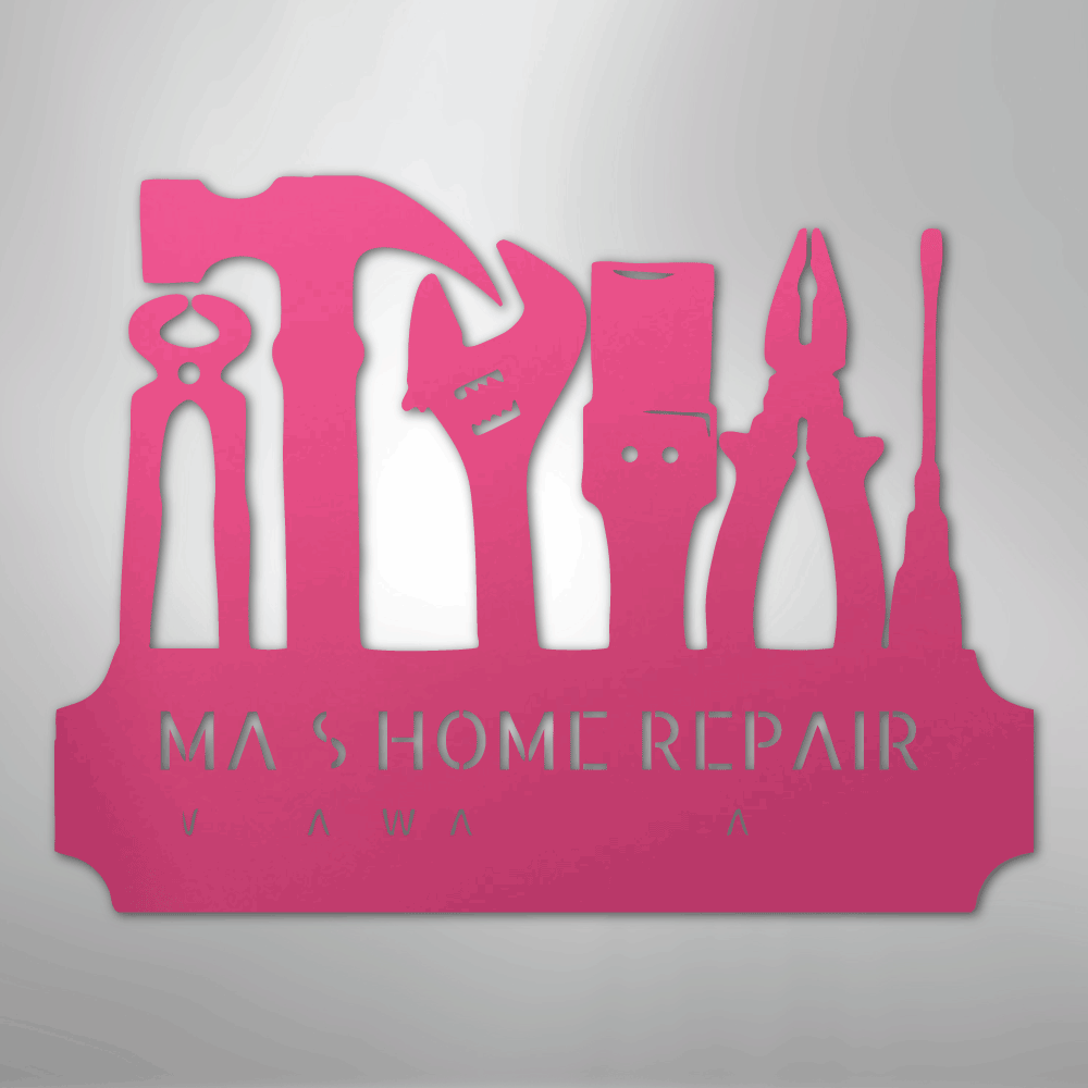 Custom Metal Wall Art - Personalized Workshop Sign Pink