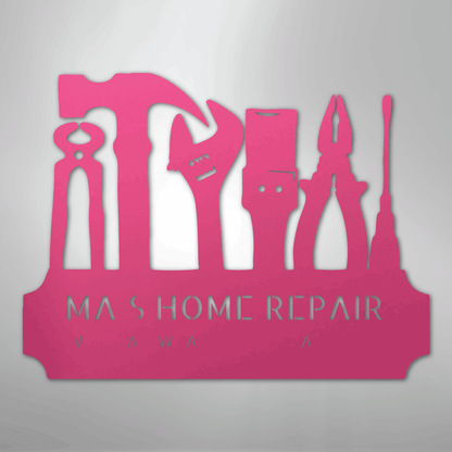 Custom Metal Wall Art - Personalized Workshop Sign Pink