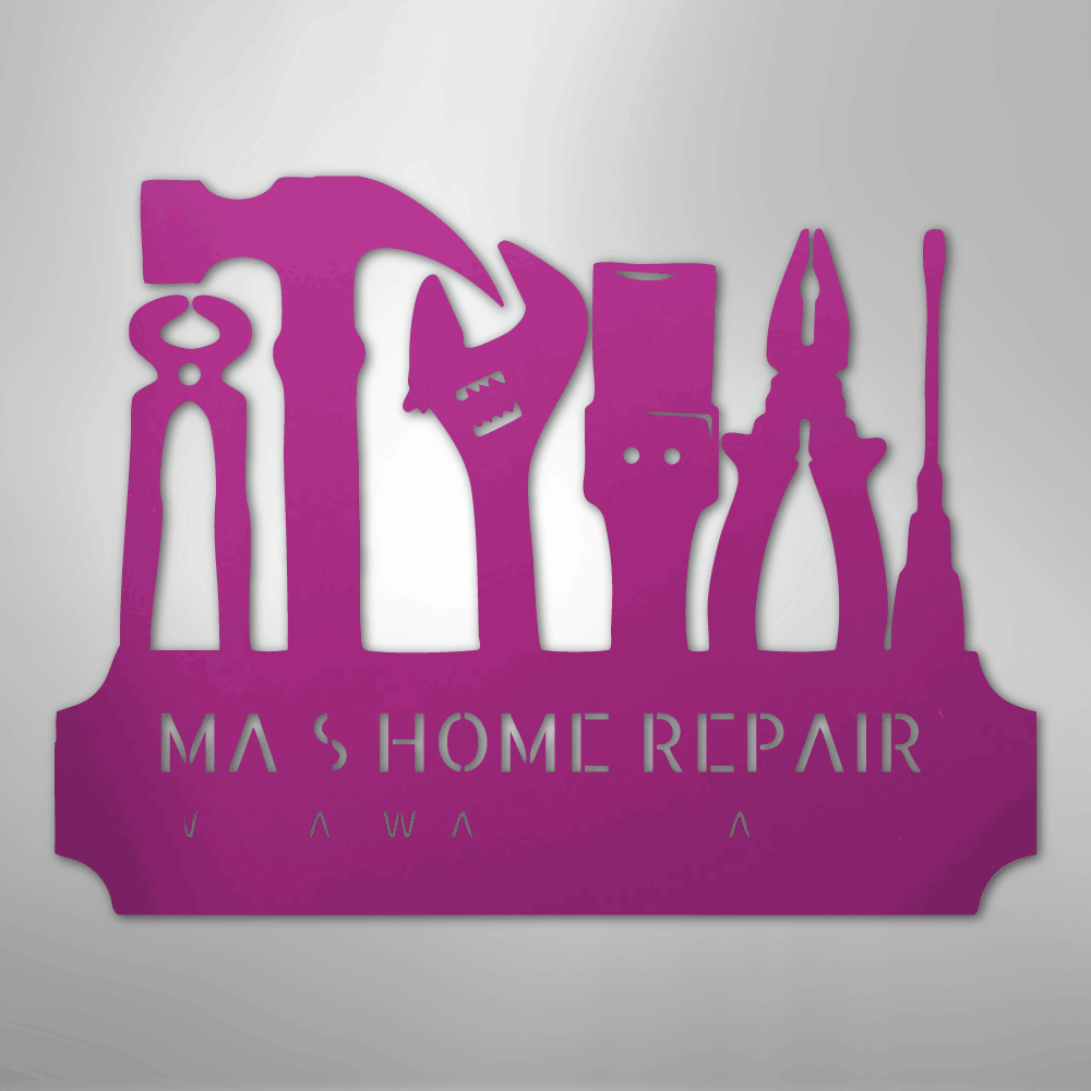 Custom Metal Wall Art - Personalized Workshop Sign Purple