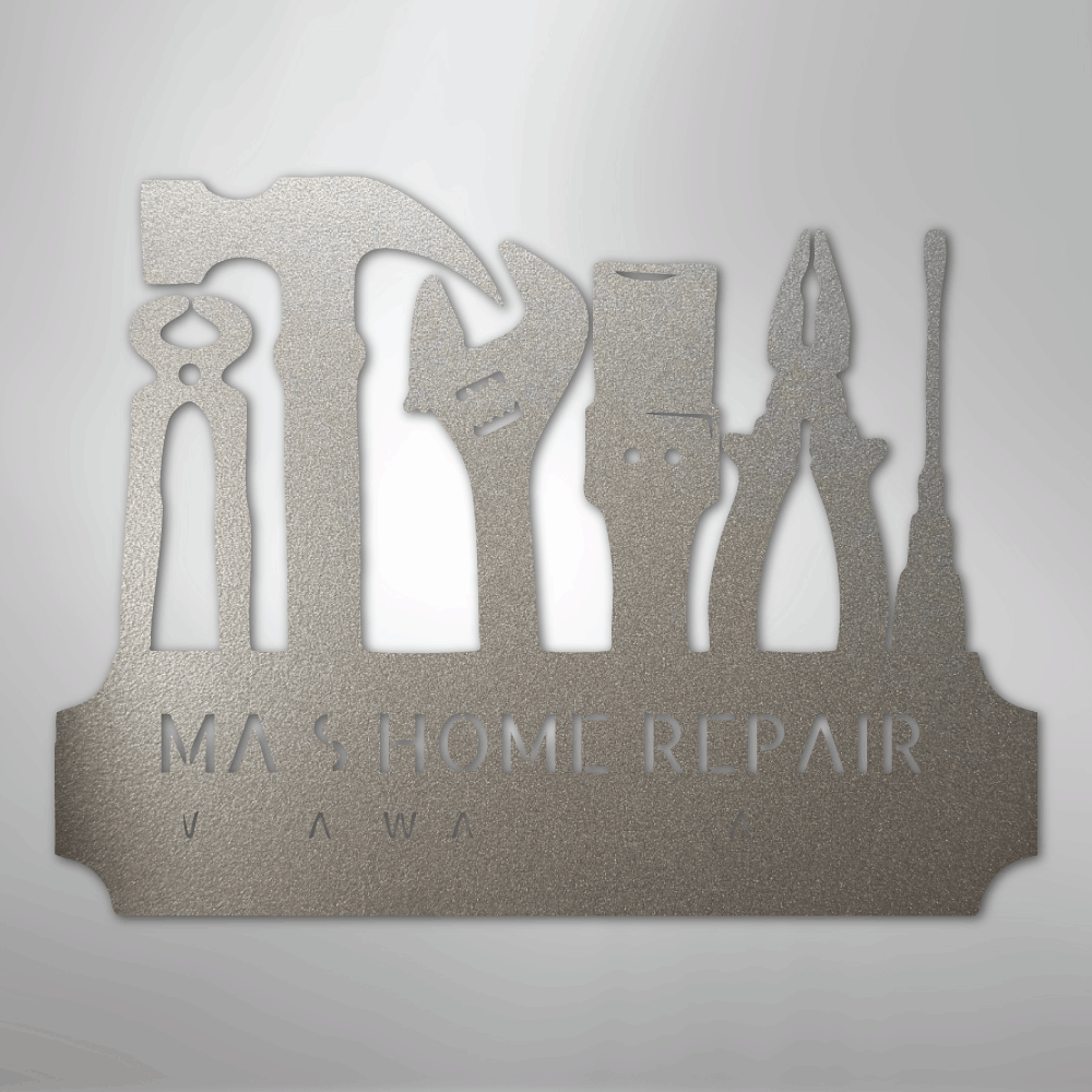 Custom Metal Wall Art - Personalized Workshop Sign Silver
