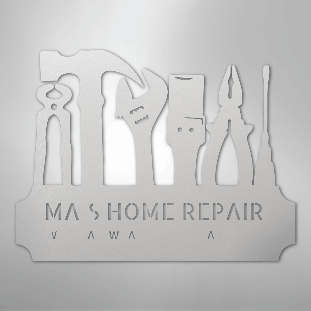Custom Metal Wall Art - Personalized Workshop Sign White