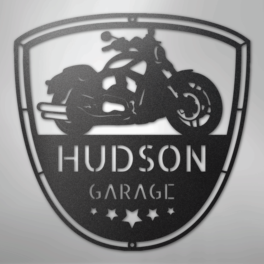 Custom Metal Wall Art - Personalized Motorcycle Name Monogram