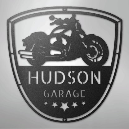 Custom Metal Wall Art - Personalized Motorcycle Name Monogram