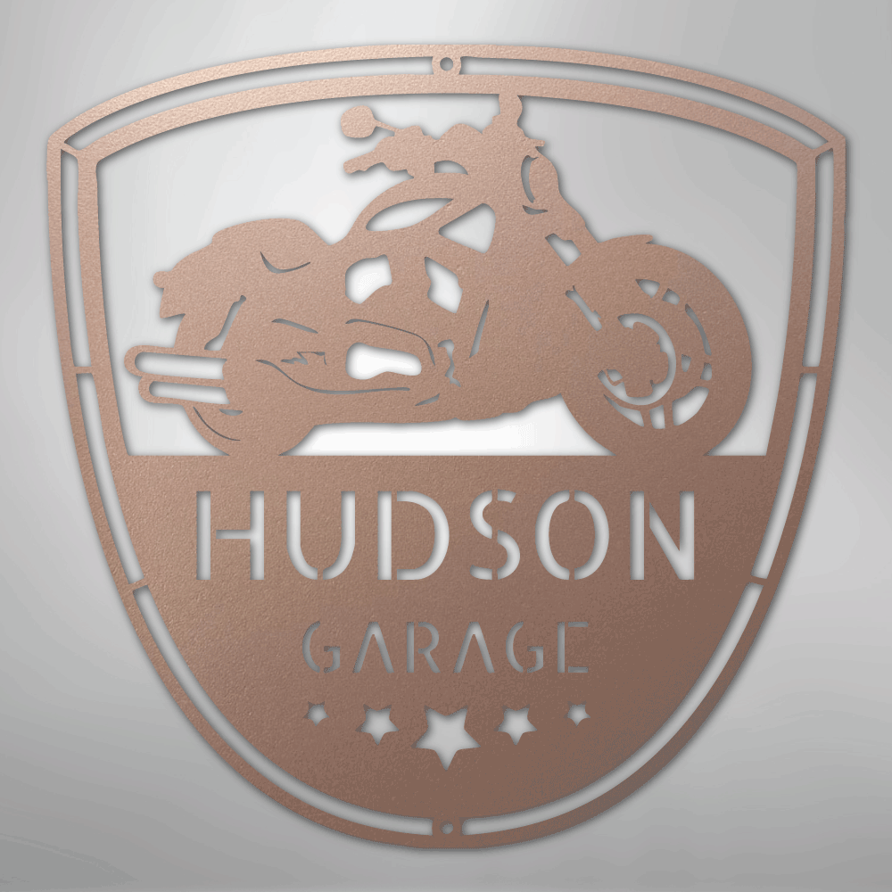 Custom Metal Wall Art - Personalized Motorcycle Name Monogram Rose