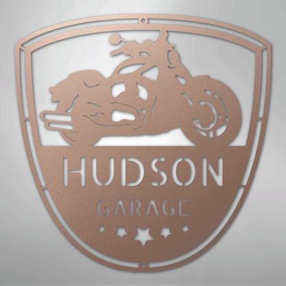 Custom Metal Wall Art - Personalized Motorcycle Name Monogram Rose