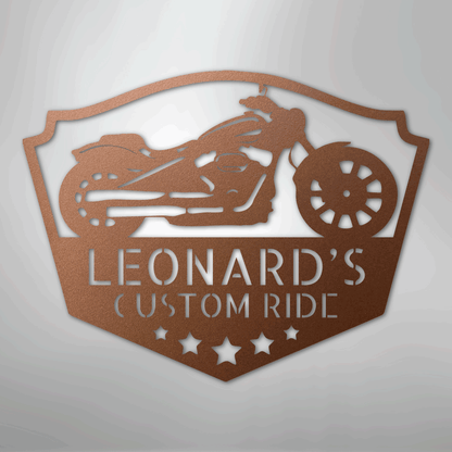 Custom Metal Wall Art - Personalized Biker Sign Copper