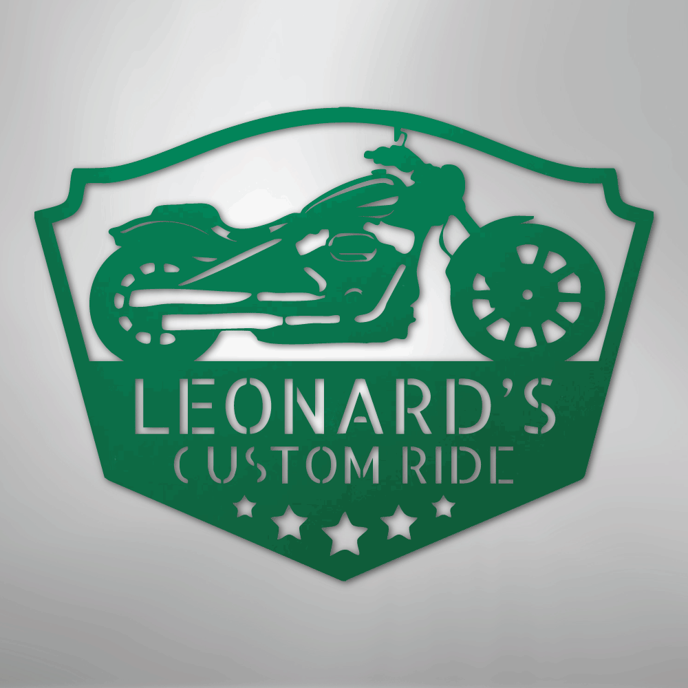 Custom Metal Wall Art - Personalized Biker Sign Green