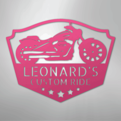Custom Metal Wall Art - Personalized Biker Sign Pink