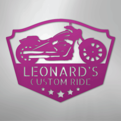 Custom Metal Wall Art - Personalized Biker Sign Purple