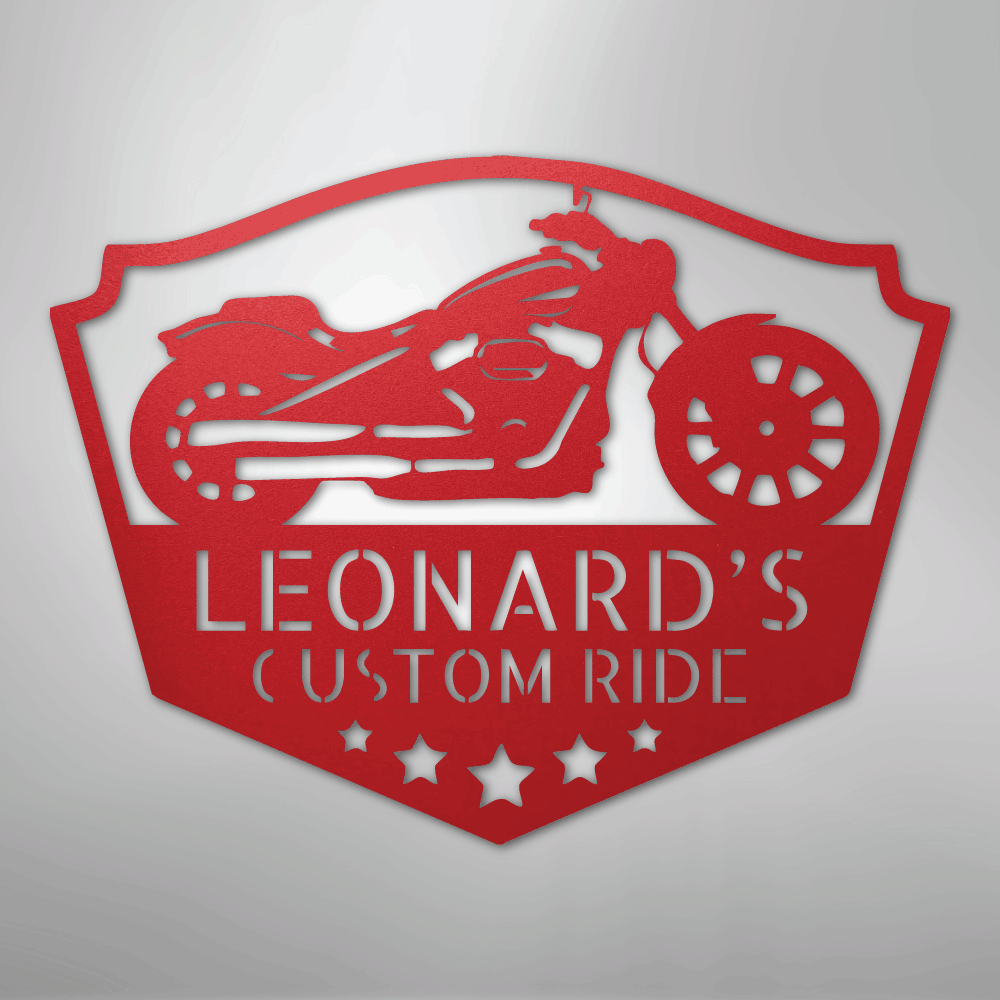 Custom Metal Wall Art - Personalized Biker Sign Red