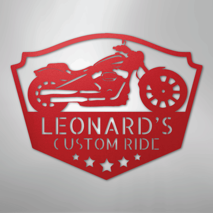 Custom Metal Wall Art - Personalized Biker Sign Red