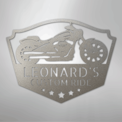 Custom Metal Wall Art - Personalized Biker Sign Silver