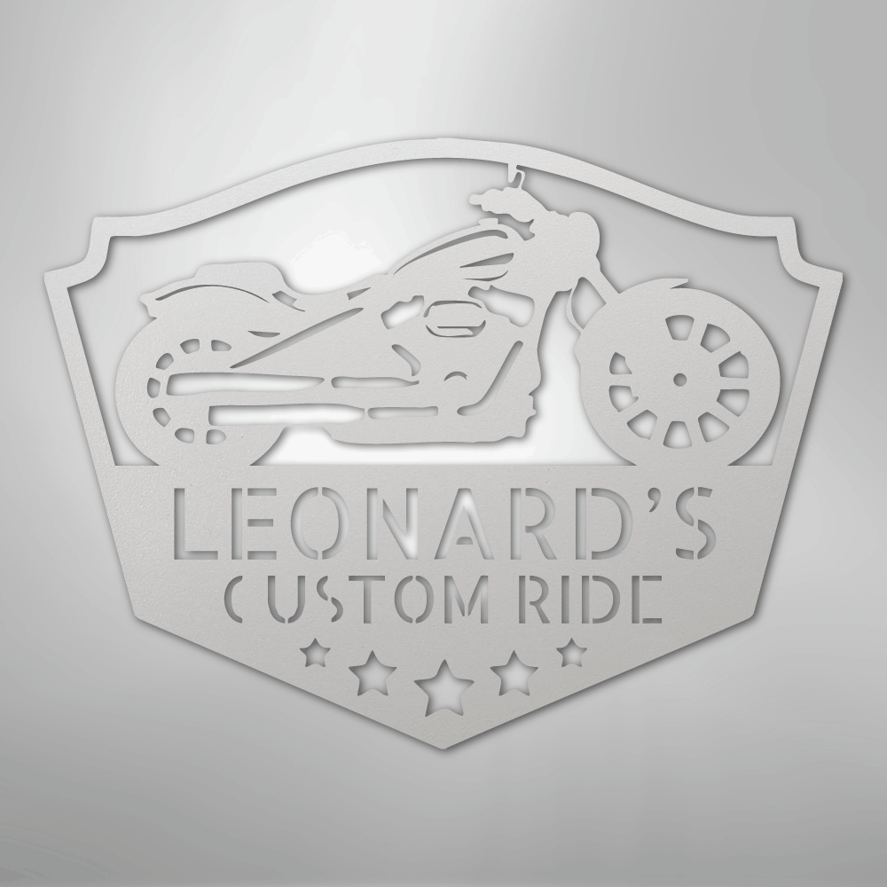 Custom Metal Wall Art - Personalized Biker Sign White
