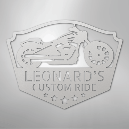 Custom Metal Wall Art - Personalized Biker Sign White