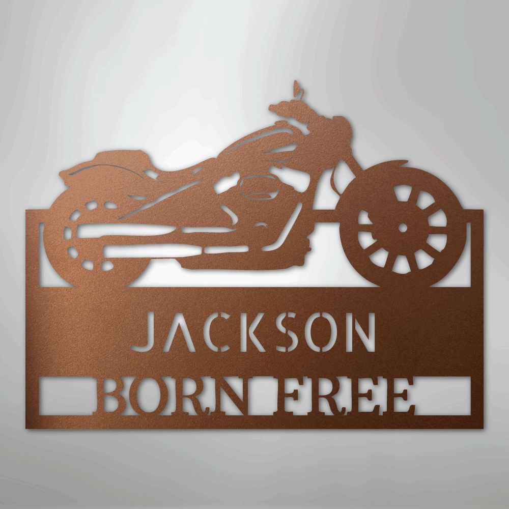 Custom Metal Wall Art - Personalized Biker Sign Copper