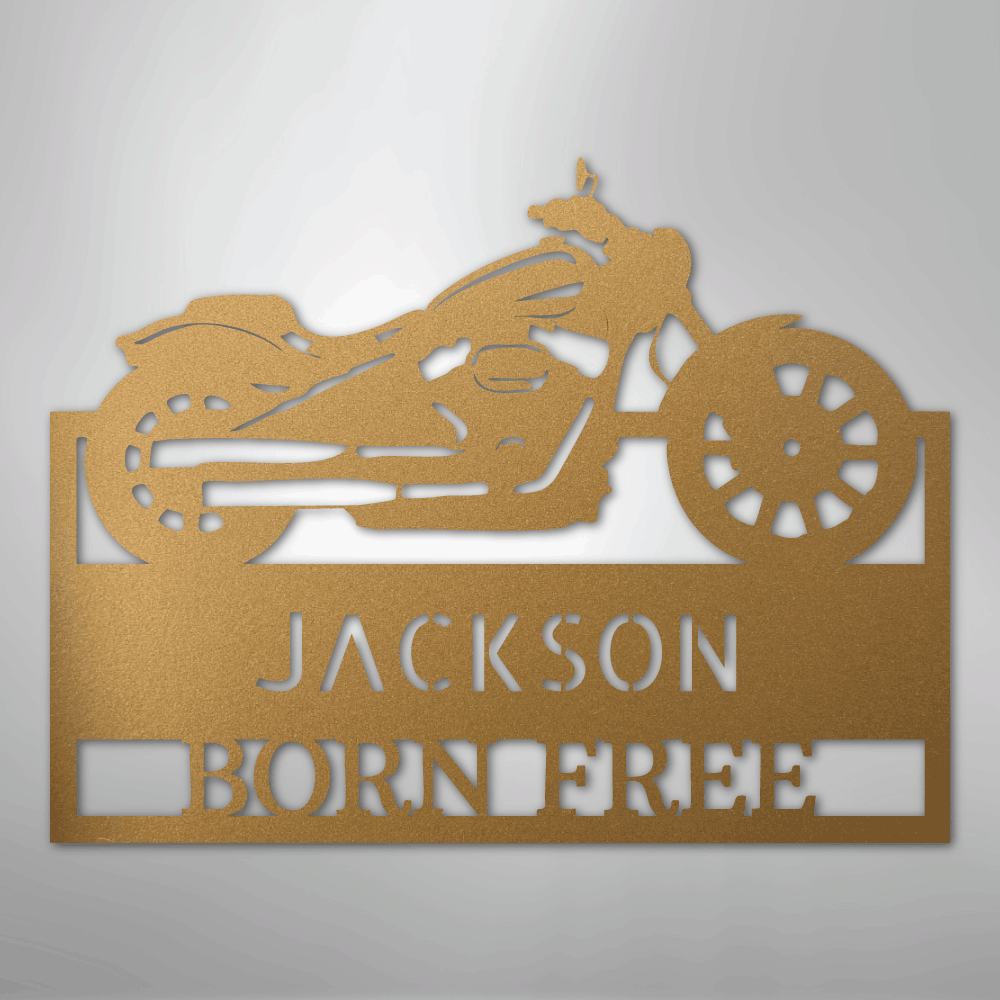 Custom Metal Wall Art - Personalized Biker Sign Gold