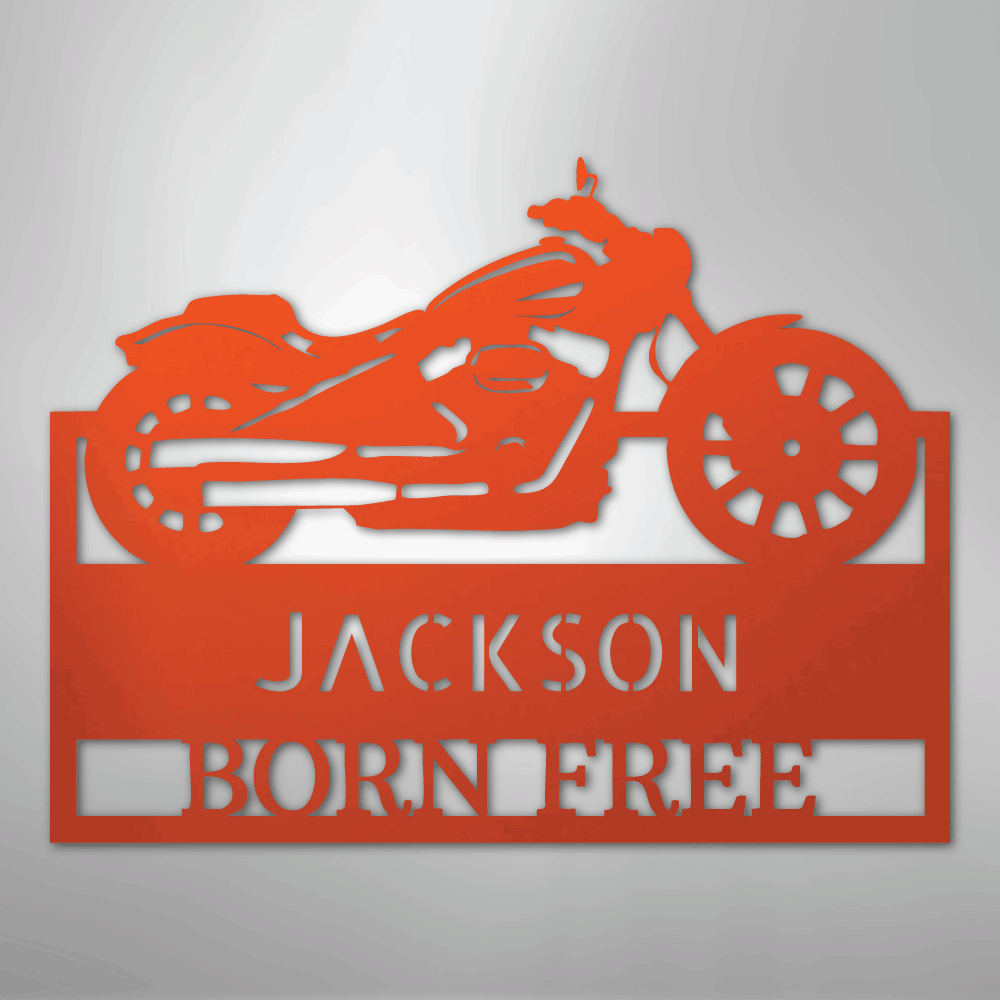 Custom Metal Wall Art - Personalized Biker Sign Orange