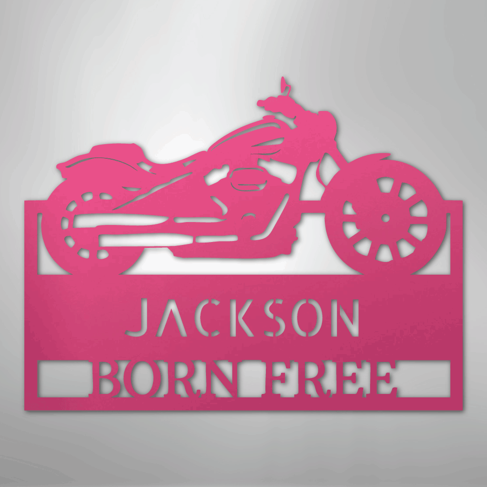 Custom Metal Wall Art - Personalized Biker Sign Pink