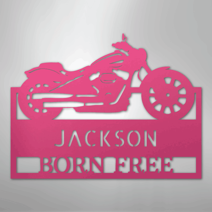 Custom Metal Wall Art - Personalized Biker Sign Pink