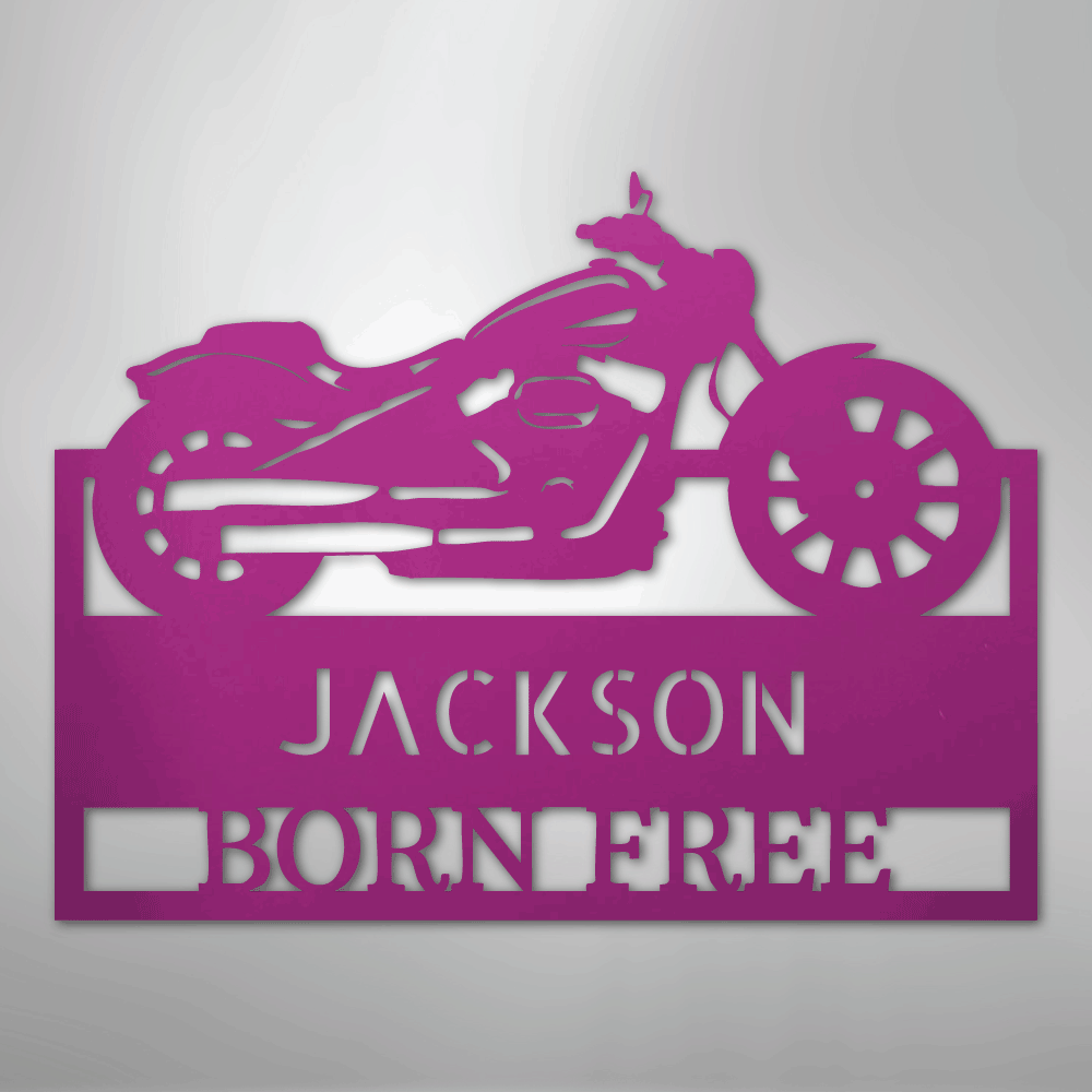 Custom Metal Wall Art - Personalized Biker Sign Purple