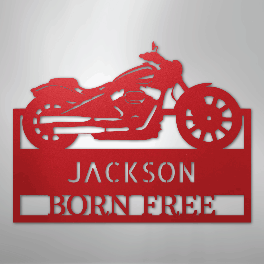 Custom Metal Wall Art - Personalized Biker Sign Red