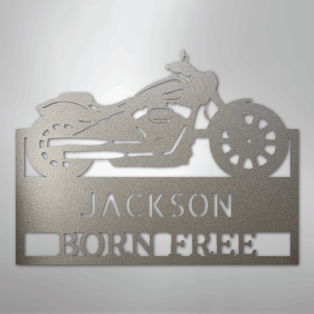 Custom Metal Wall Art - Personalized Biker Sign Silver