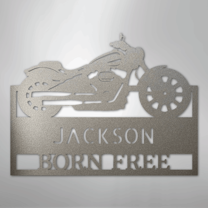 Custom Metal Wall Art - Personalized Biker Sign Silver