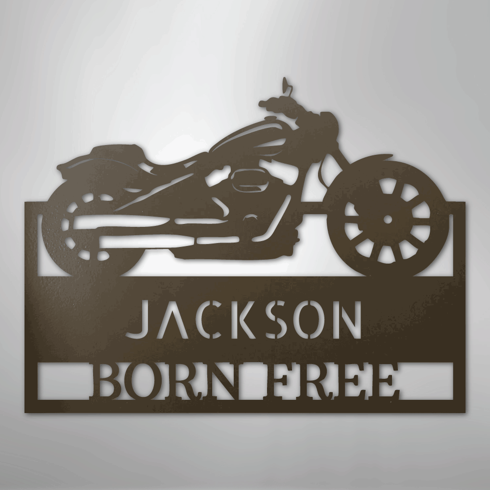 Custom Metal Wall Art - Personalized Biker Sign Stone
