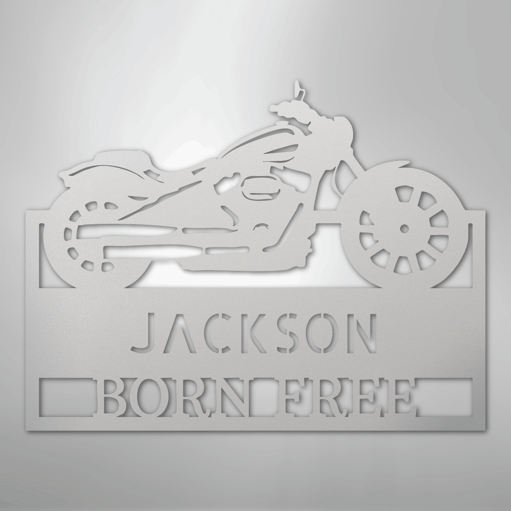Custom Metal Wall Art - Personalized Biker Sign White