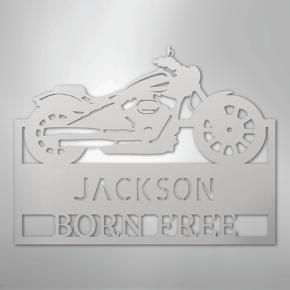 Custom Metal Wall Art - Personalized Biker Sign White