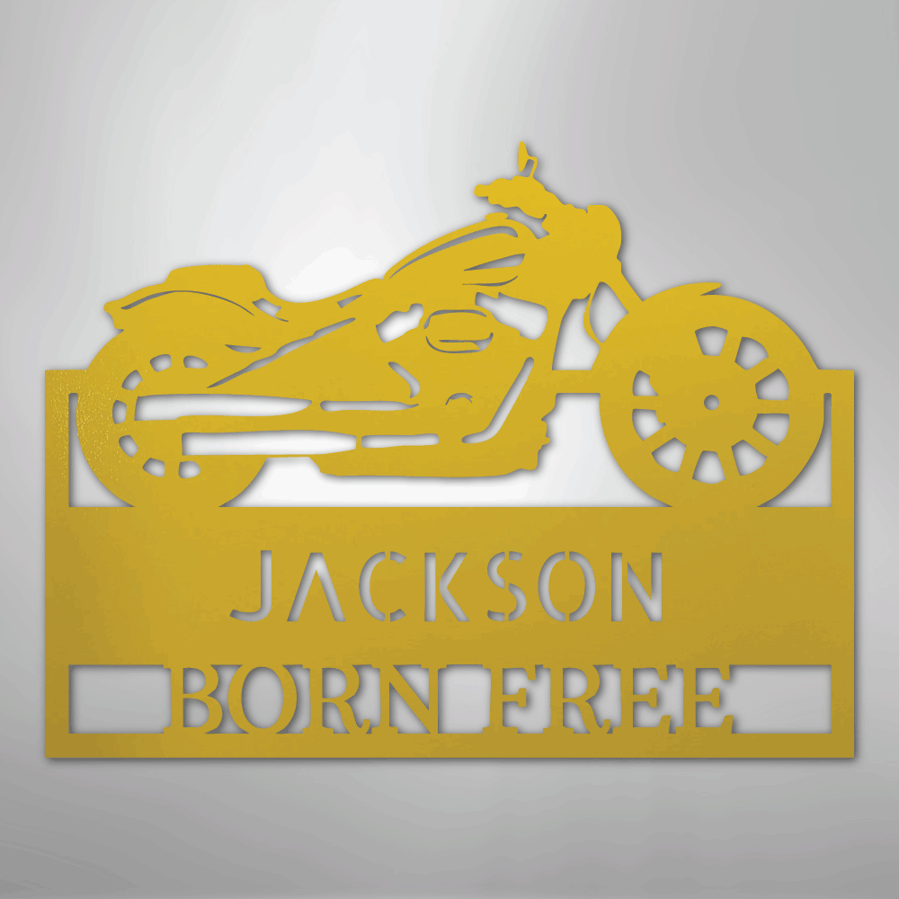 Custom Metal Wall Art - Personalized Biker Sign Yellow