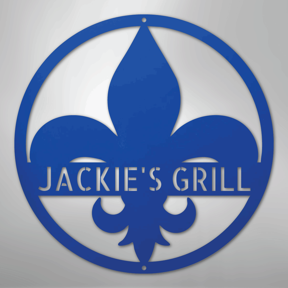 Custom Metal Wall Art - Personalized Fleur De Lis Sign Blue