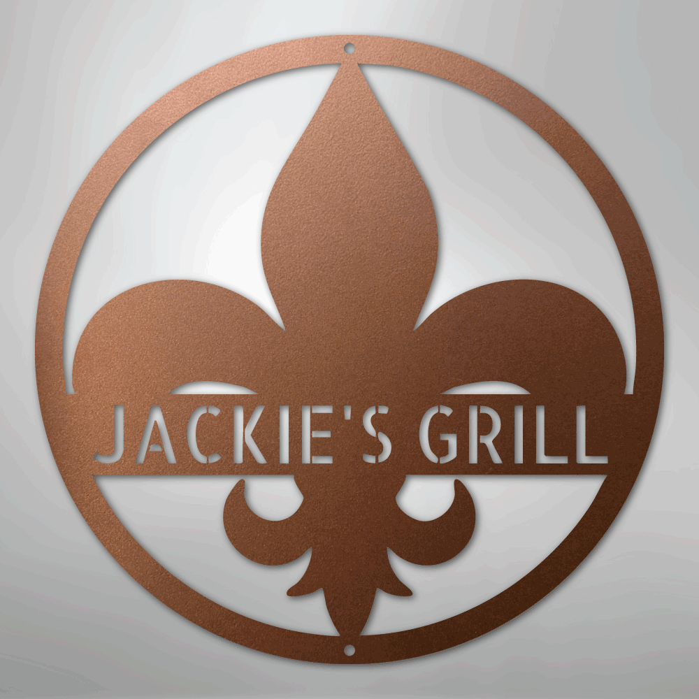 Custom Metal Wall Art - Personalized Fleur De Lis Sign Copper
