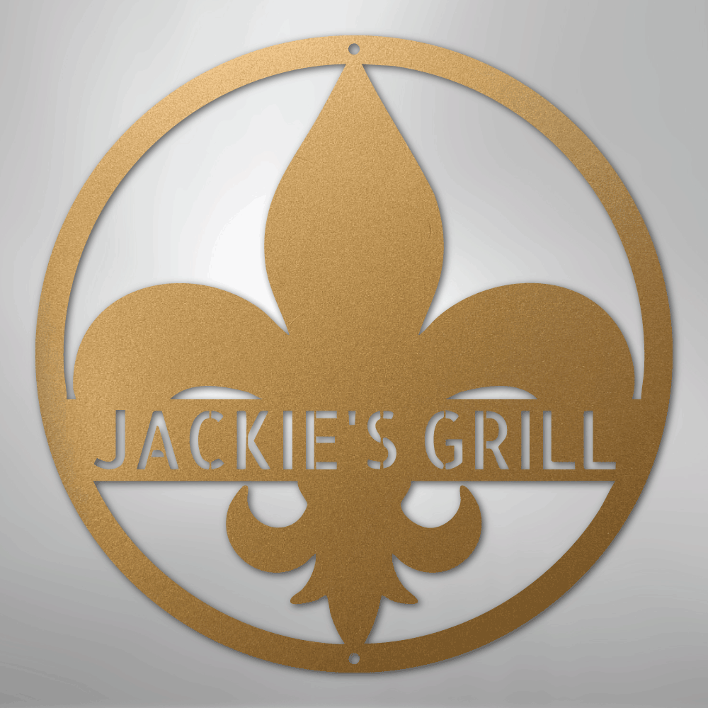 Custom Metal Wall Art - Personalized Fleur De Lis Sign Gold