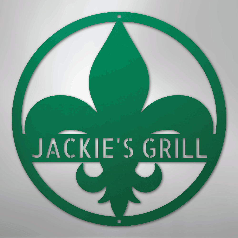Custom Metal Wall Art - Personalized Fleur De Lis Sign Green